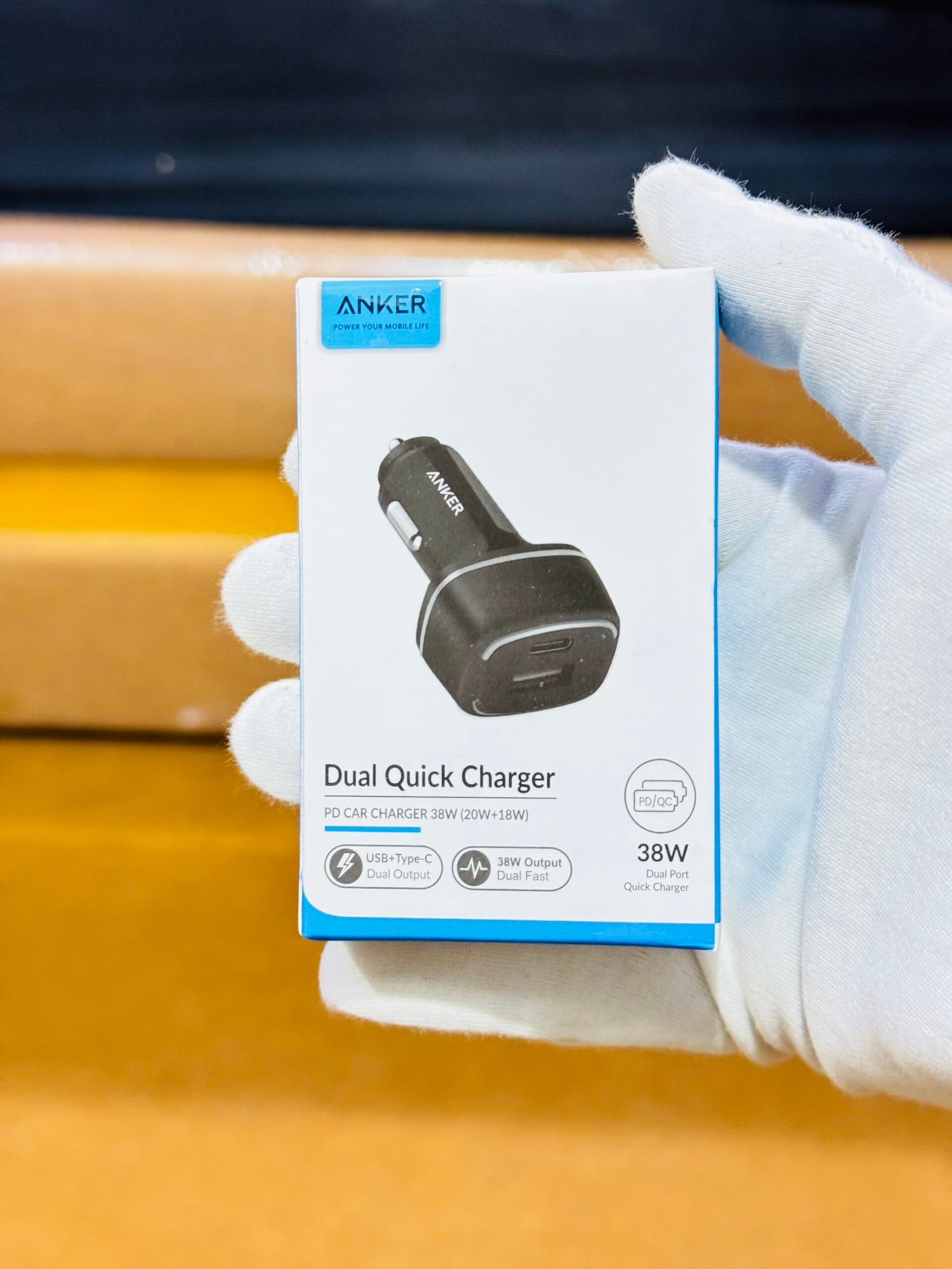 Anker Dual Quick Car Charger USB+USB-C 38W