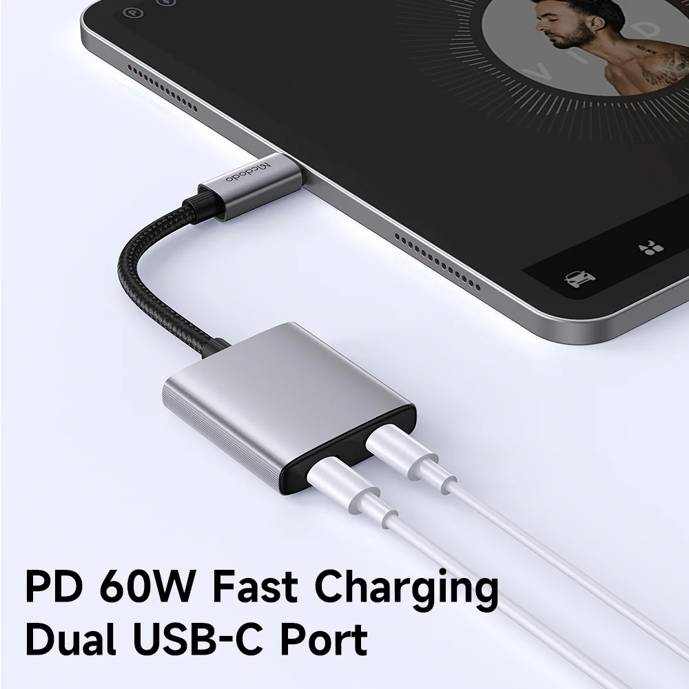 Macdodo USB-C to 3.5mm Audio + USB-C Charge Splitter