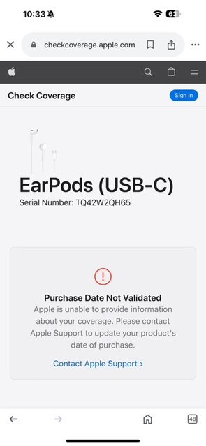 apple type c handsfree online serial no verification