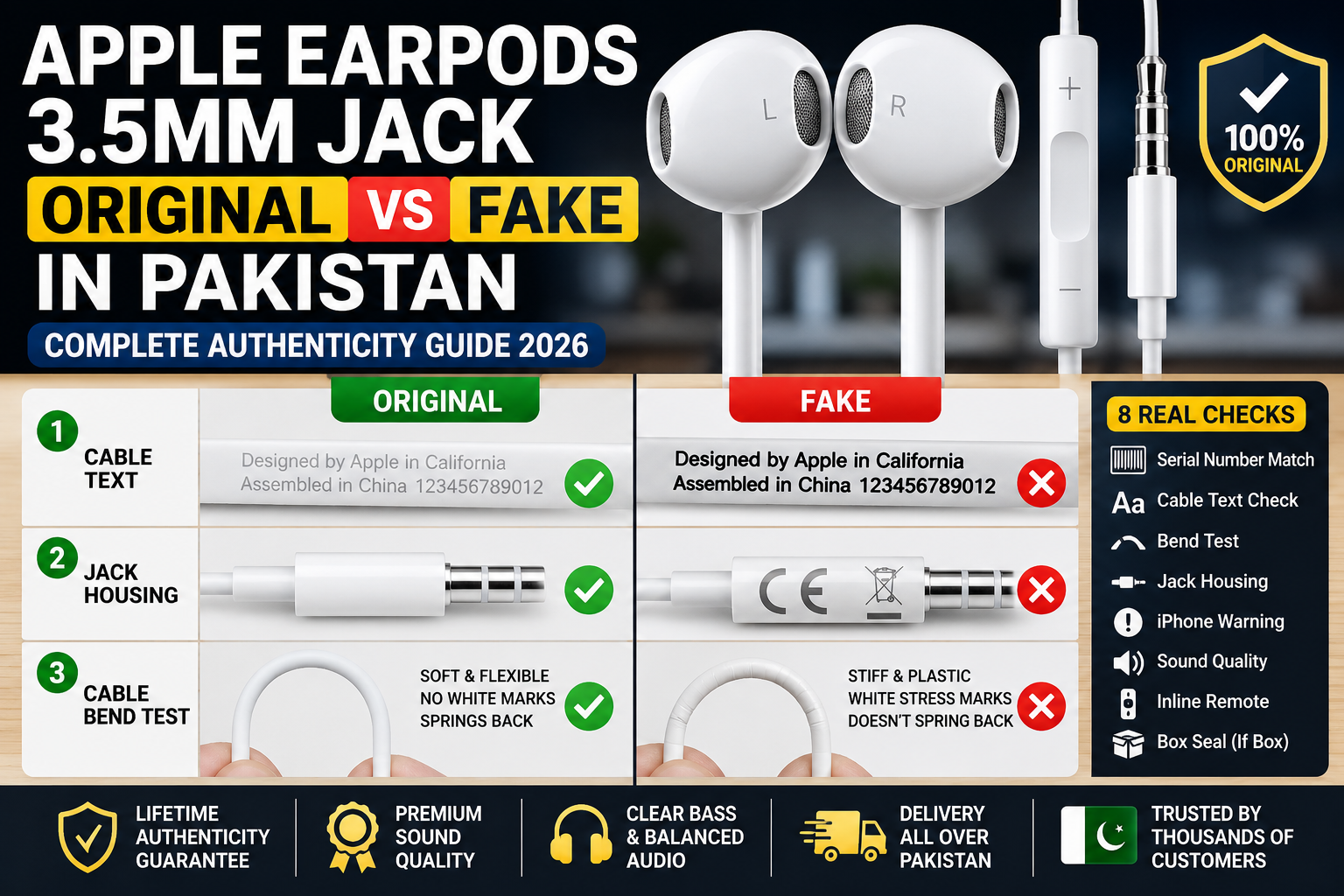 Apple EarPods 3.5mm Jack Original vs Fake in Pakistan | How to Check Before Buying